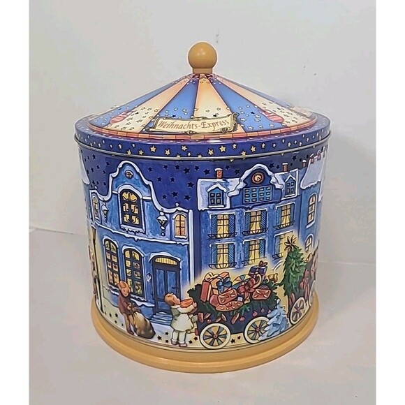 Music Box Tin Carriage Ride Lebkuchen Schmidt Christmas Tin Germany - Picture 3 of 7